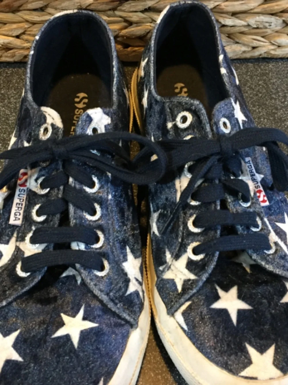 Superga Navy Blue Star Print Sneakers